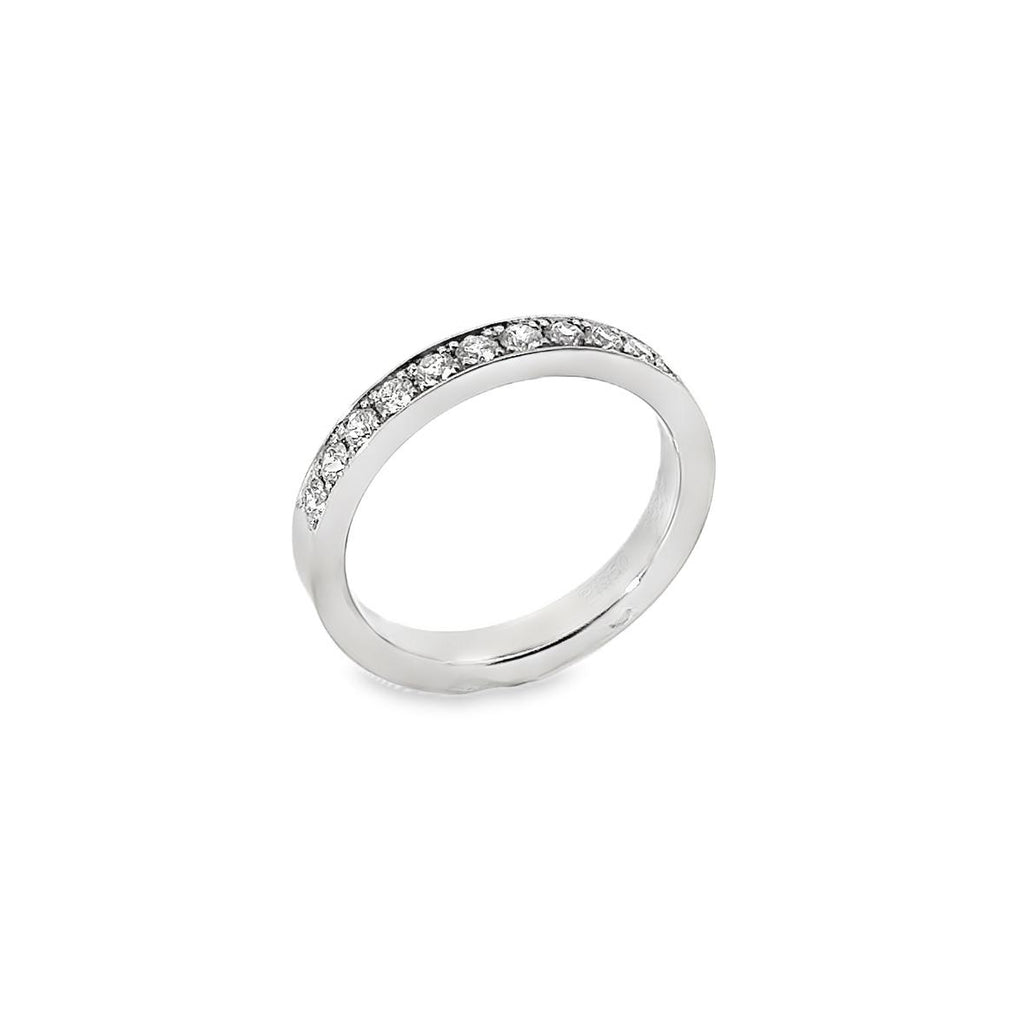 Platinum band with bead-set round brilliant cut diamonds totalling 0.34ct.