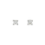 18ct white gold princess cut diamond stud earrings with four-claw settings by James Thredgold Jeweller.