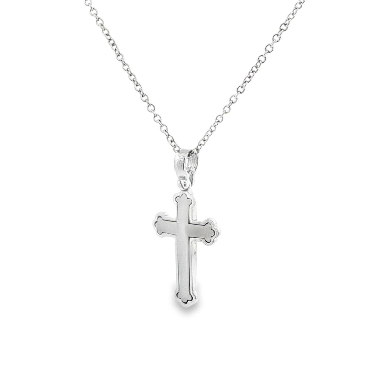 18ct white gold 25mm satin and polish cross pendant