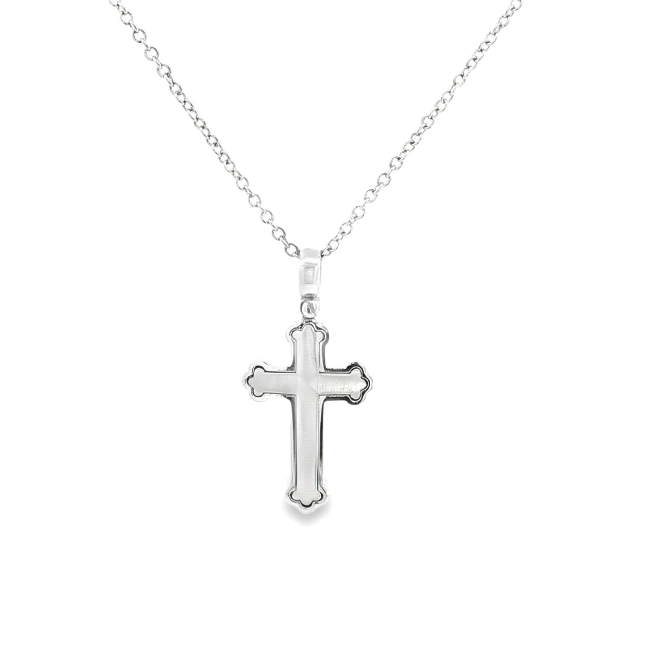 18ct white gold 25mm satin and polish cross pendant