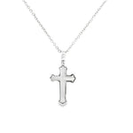 18ct white gold 25mm satin and polish cross pendant