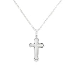 18ct white gold 25mm satin and polish cross pendant