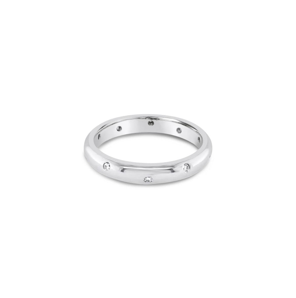 18ct white gold scatter-set diamond wedding ring by James Thredgold Jeweller.