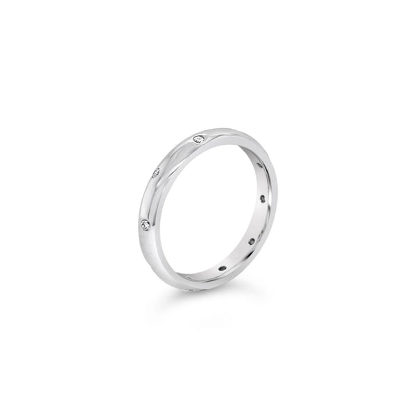 18ct white gold scatter-set diamond wedding ring by James Thredgold Jeweller.