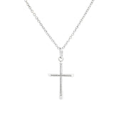 18ct white gold twist tubular cross pendant with angled ends 25x18mm