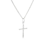 18ct white gold twist tubular cross pendant with angled ends 25x18mm