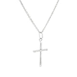 18ct white gold twist tubular cross pendant with angled ends 25x18mm