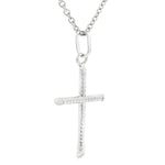 18ct white gold twist tubular cross pendant with angled ends 25x18mm