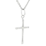 18ct white gold twist tubular cross pendant with angled ends 25x18mm