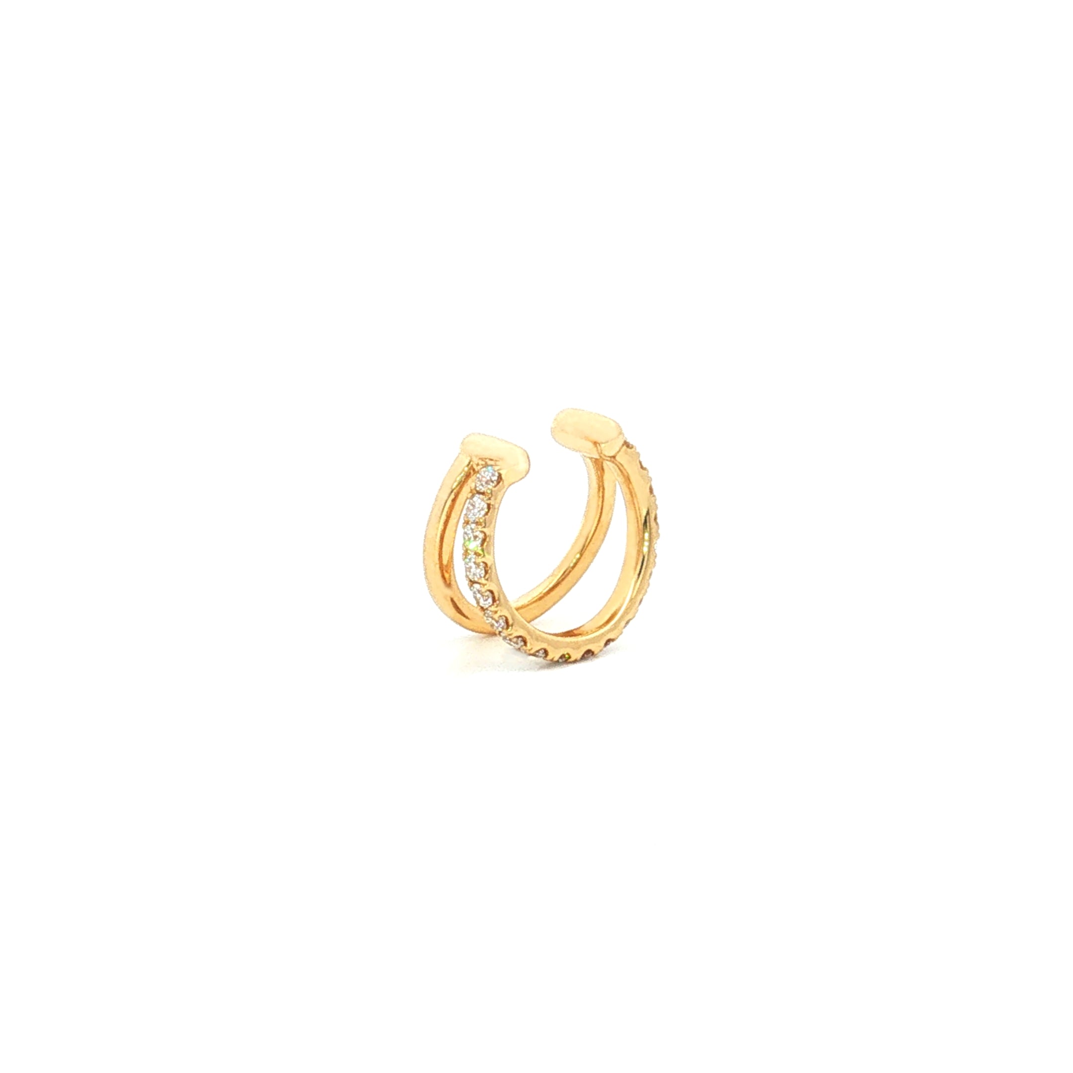 18ct yellow gold diamond ear cuff with double-band non-pierced design