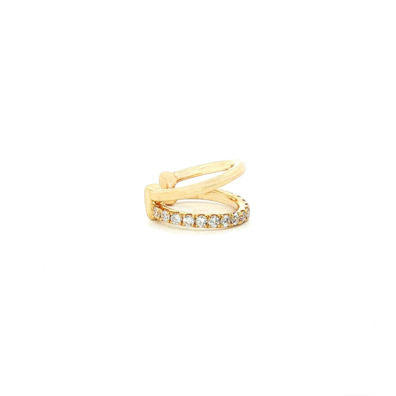 18ct yellow gold diamond ear cuff with double-band non-pierced design