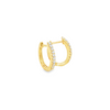 18ct yellow gold diamond huggie earrings with claw-set round brilliant cut diamonds by James Thredgold Jeweller.
