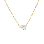 18ct yellow and white gold east-west necklet with GIA certified 1.01ct natural pear brilliant cut diamond
