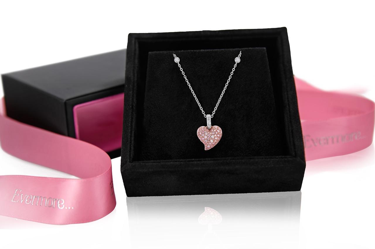 2026 Limited Edition Evermore heart pendant in 18ct rose and white gold with natural Argyle pink diamonds and white diamonds