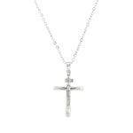 9ct white gold barrel crucifix pendant with angled ends 25x18mm