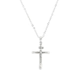 9ct white gold barrel crucifix pendant with angled ends 25x18mm