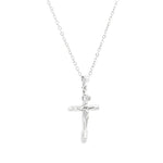 9ct white gold barrel crucifix pendant with angled ends 25x18mm