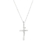 9ct white gold barrel crucifix pendant with angled ends 25x18mm