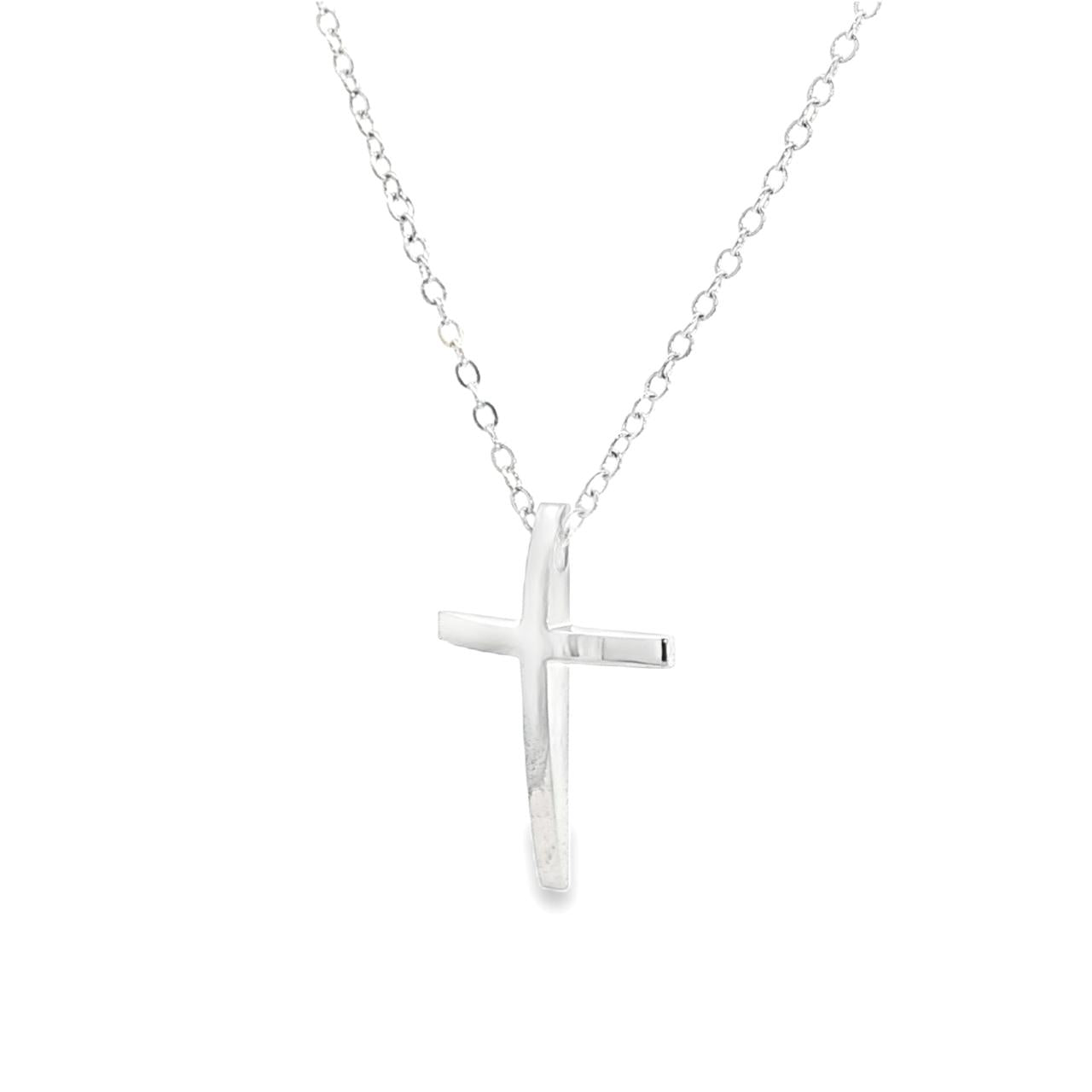 9ct white gold domed plain cross pendant with concealed bale 24x18mm