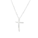 9ct white gold domed plain cross pendant with concealed bale 24x18mm