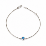 9ct white gold trace link bracelet with Evil Eye centre and parrot clasp