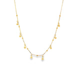 9ct yellow gold 45cm fine trace link chain with polished bead accents spaced along the length