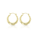 9ct yellow gold creole hoop earrings with facetted finish