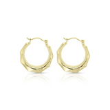 9ct yellow gold creole hoop earrings with facetted finish