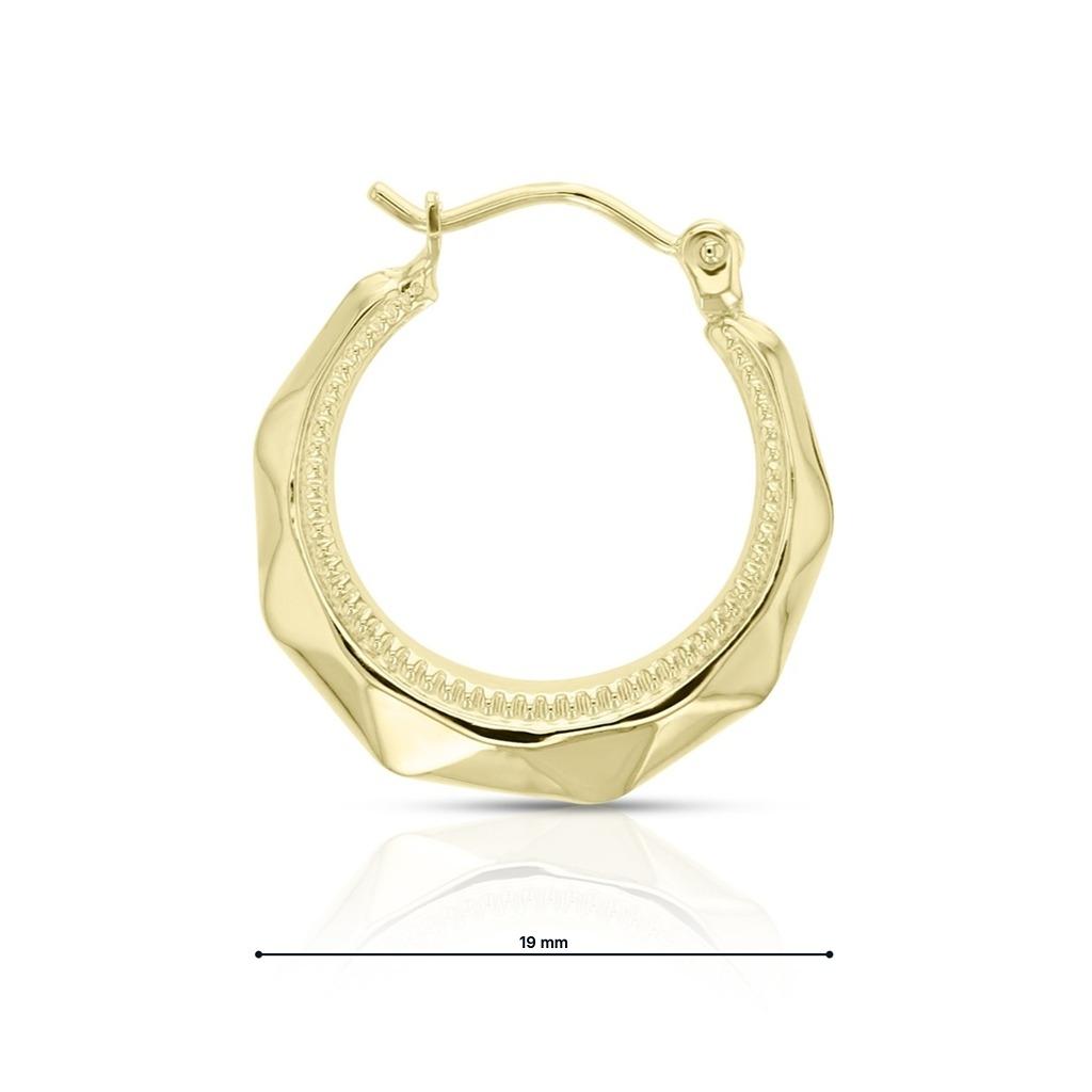 9ct yellow gold creole hoop earrings with facetted finish