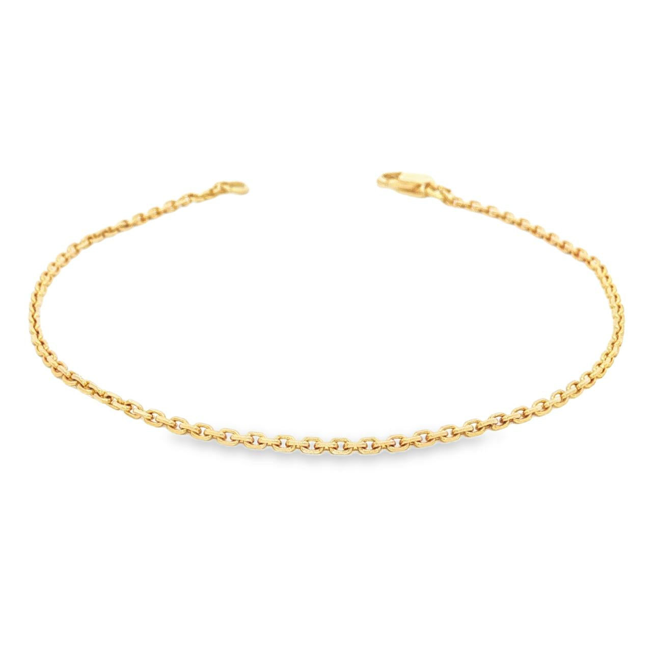 9ct yellow gold fine diamond cut oblong trace link bracelet with parrot clasp