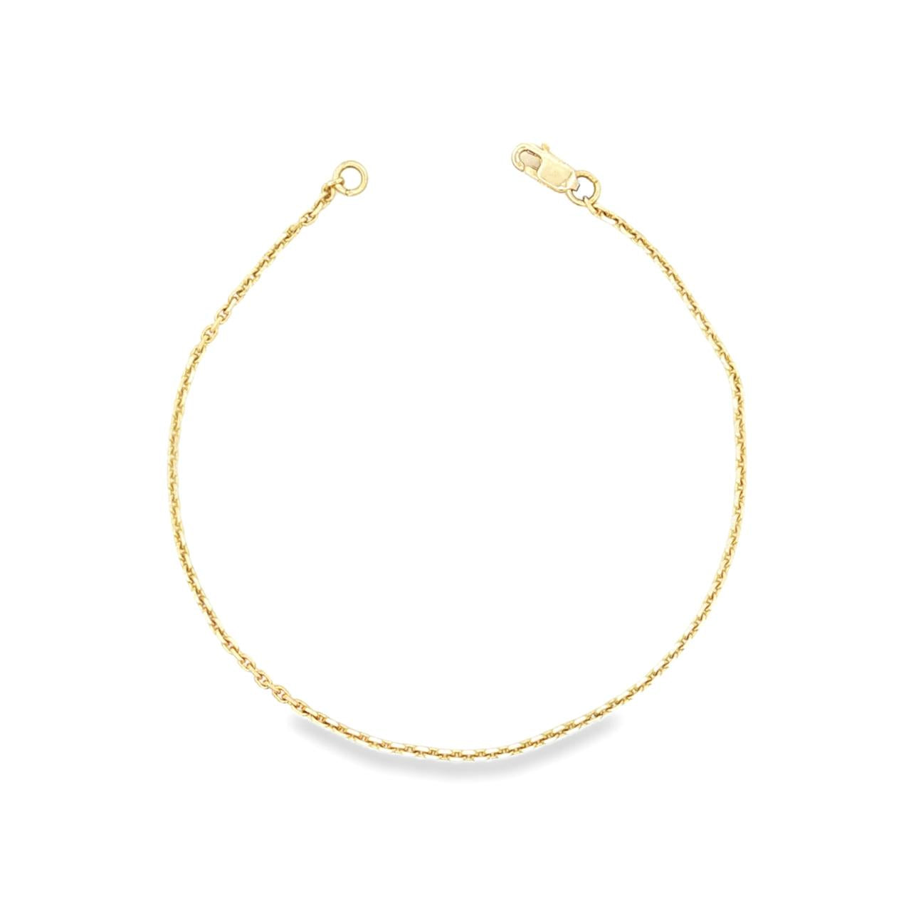 9ct yellow gold fine diamond cut oblong trace link bracelet with parrot clasp