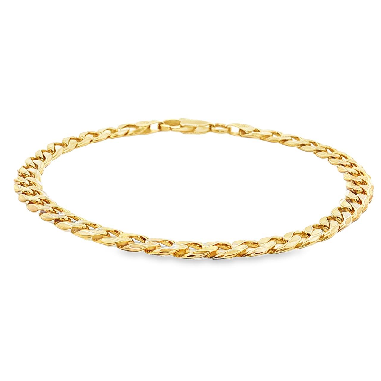9ct yellow gold flat bevelled curb link bracelet 21cm with parrot clasp