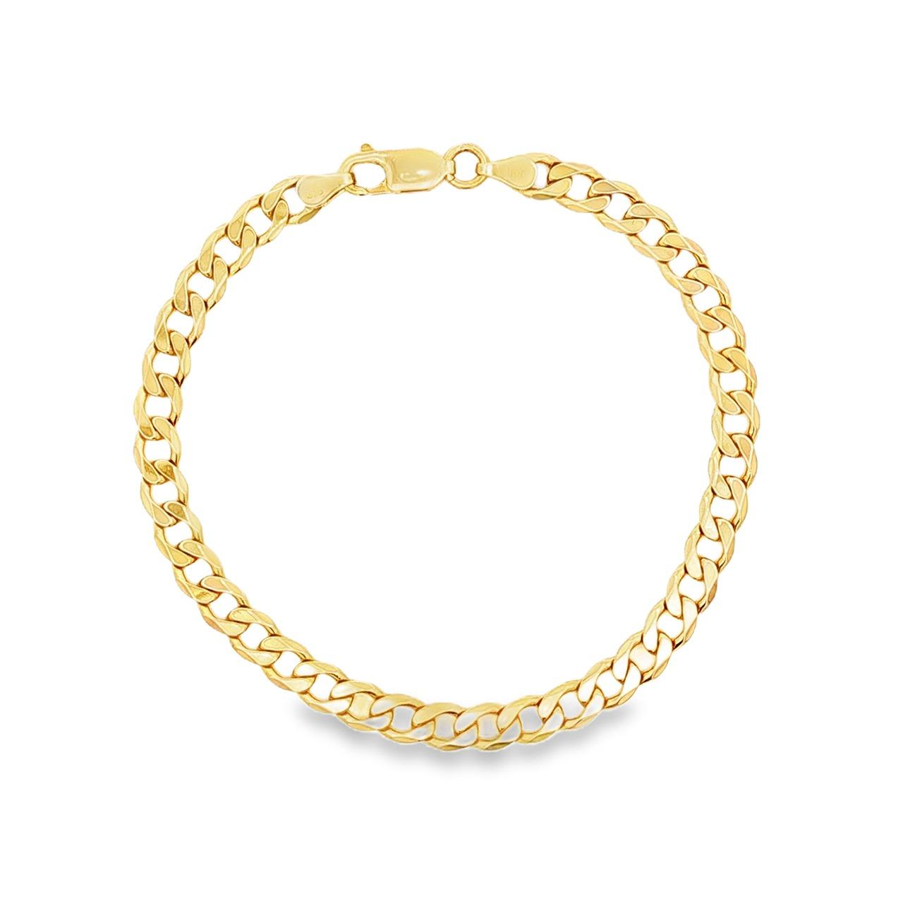 9ct yellow gold flat bevelled curb link bracelet 21cm with parrot clasp