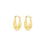 9ct yellow gold graduated French curve hoop earrings with post and clip fittings in polished finish