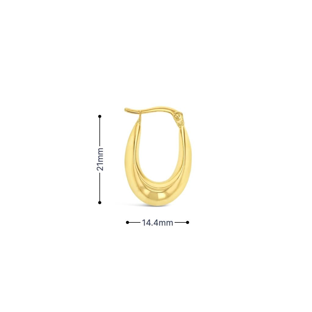 9ct yellow gold graduated French curve hoop earrings with post and clip fittings in polished finish