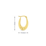 9ct yellow gold graduated French curve hoop earrings with post and clip fittings in polished finish