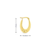9ct yellow gold graduated French curve hoop earrings with post and clip fittings in polished finish