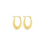 9ct yellow gold graduated French curve hoop earrings with post and clip fittings in polished finish