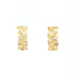 9ct yellow gold plaited huggie hoop earrings with textured design