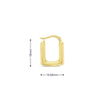 9ct yellow gold rounded square puff hoop earrings with post and clip fittings in polished geometric design