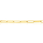 9ct yellow gold solid squared paperclip link necklet with polished oblong links, 45cm