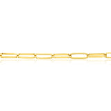 9ct yellow gold solid squared paperclip link necklet with polished oblong links, 45cm