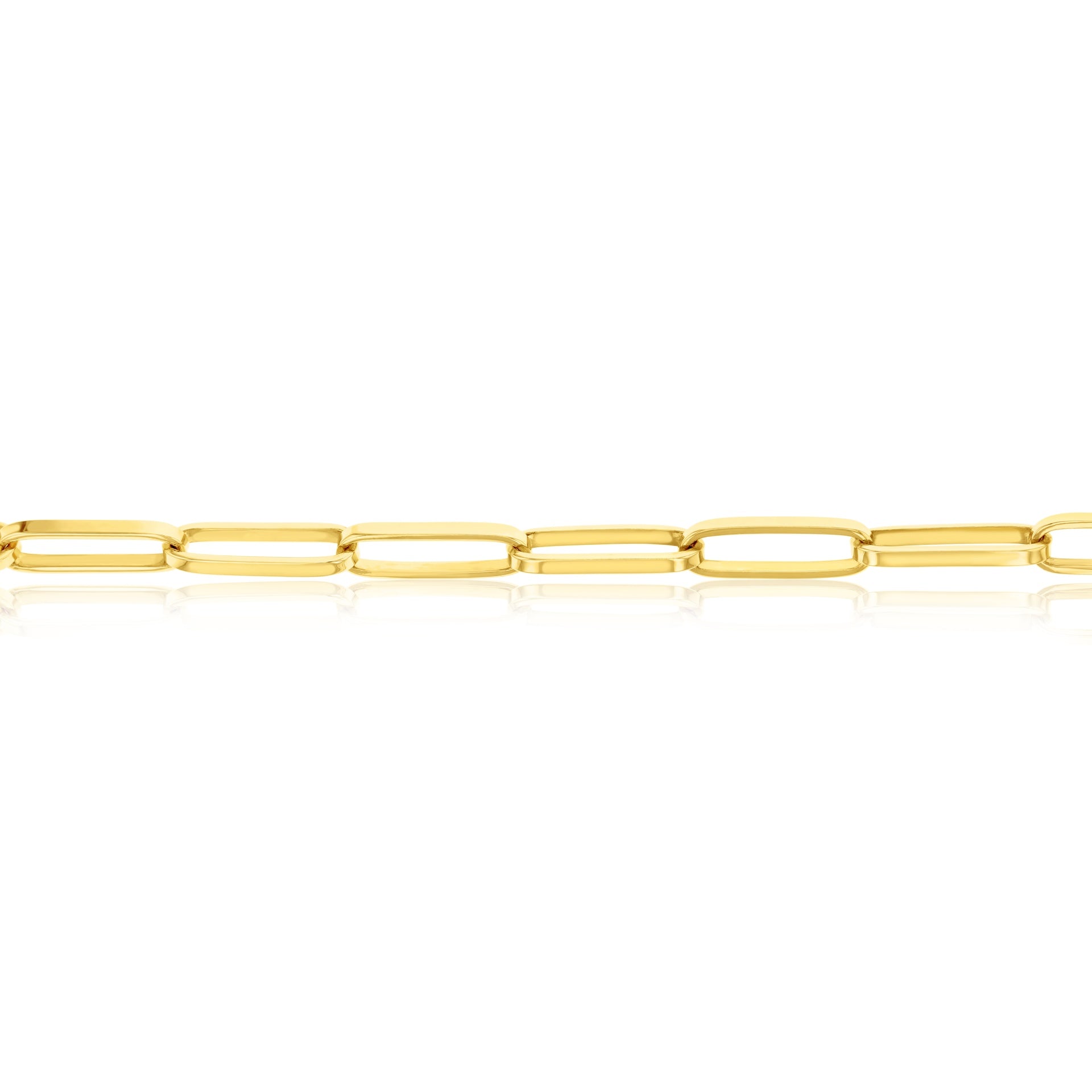 9ct yellow gold solid squared paperclip link necklet with polished oblong links, 45cm