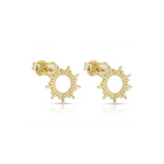 9ct yellow gold sunburst stud earrings with open centre design