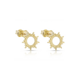 9ct yellow gold sunburst stud earrings with open centre design