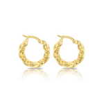 9ct yellow gold twist hoop earrings with polished finish