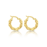 9ct yellow gold twist hoop earrings with polished finish