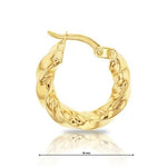 9ct yellow gold twist hoop earrings with polished finish