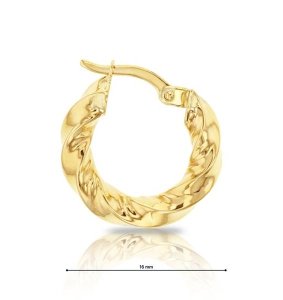 9ct yellow gold twist hoop earrings with polished finish