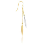 9ct yellow and white gold two tone double chain drop earrings with marquise shaped ends and hook fittings